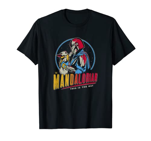 Star Wars: The Mandalorian Mando And Grogu Dark Rainbow Camiseta