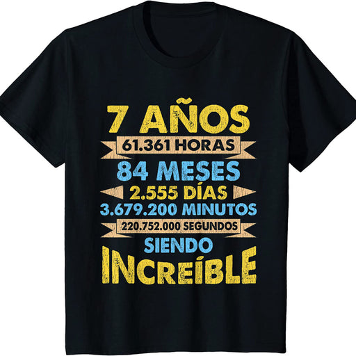 Camiseta Niños Cumpleaños 7 Años Siendo Increíble Cifras