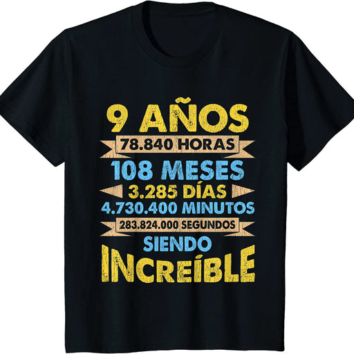 Camiseta Niños Cumpleaños 9 Años Siendo Increíble Cifras