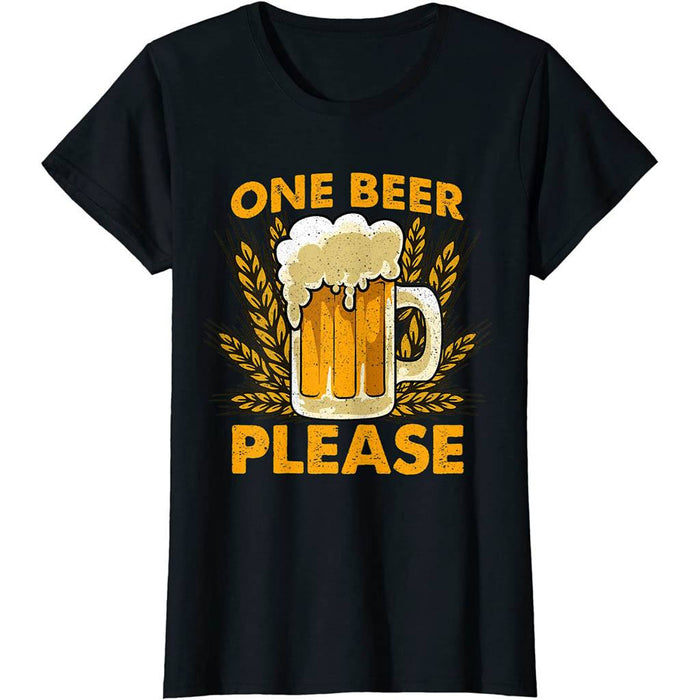 Camiseta Divertida Cerveza Frase En Inglés One Beer Please