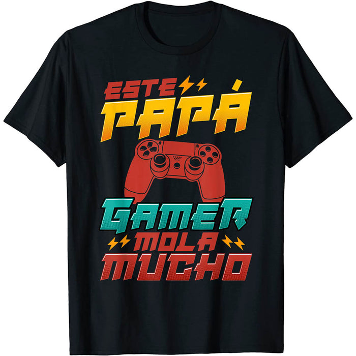 Camiseta Papá Gamer Mola Mucho Padre Videojuegos