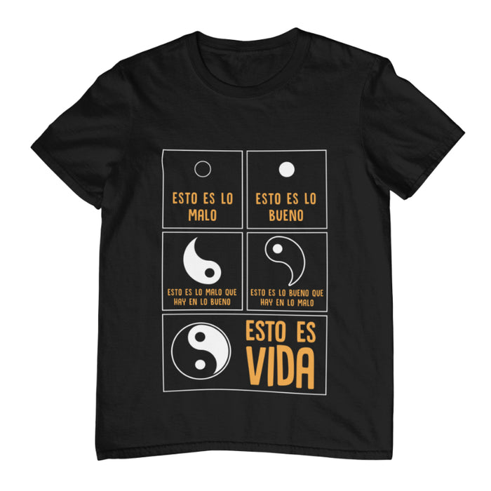 Camiseta Yin Yang Esto Es Vida Filosofía Naranja